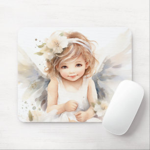 Watercolor Angel Girl Mouse Pad
