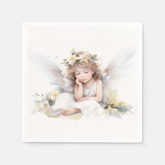 Watercolor Angel Girl  Napkins (Front)