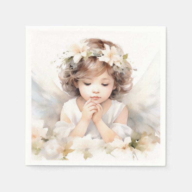Watercolor Angel Girl  Napkins (Front)