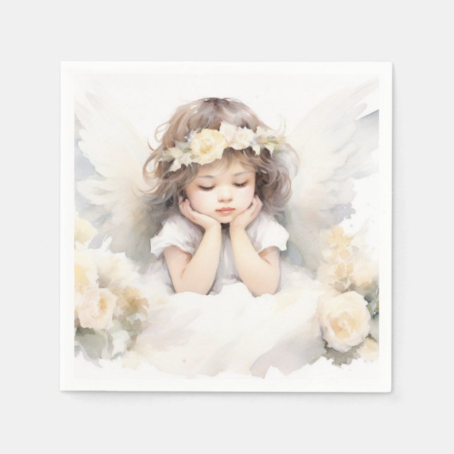 Watercolor Angel Girl  Napkins (Front)