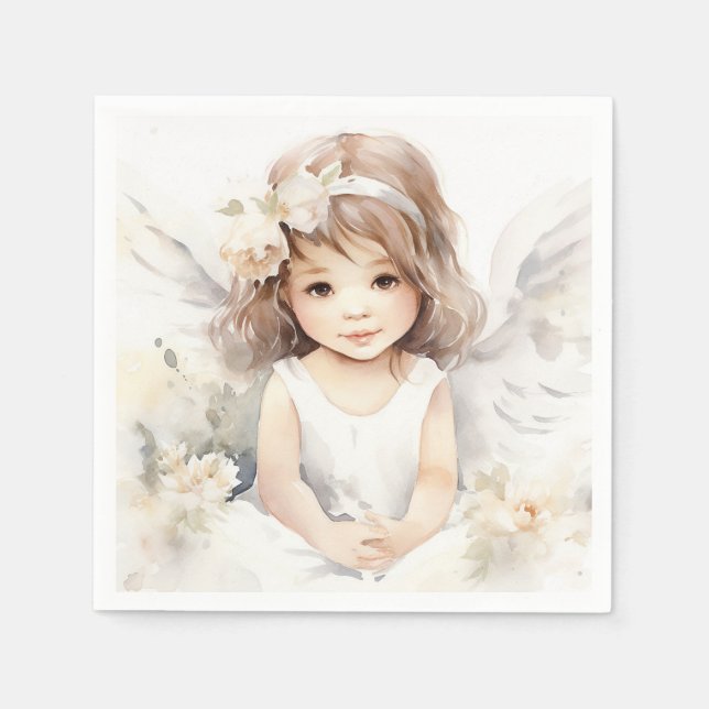 Watercolor Angel Girl  Napkins (Front)