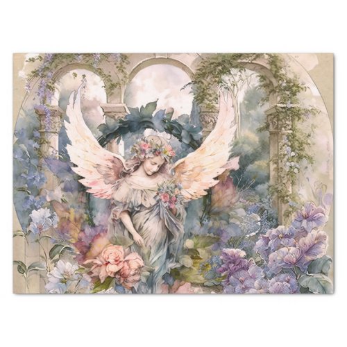 Watercolor Angel In Garden Tissue Paper