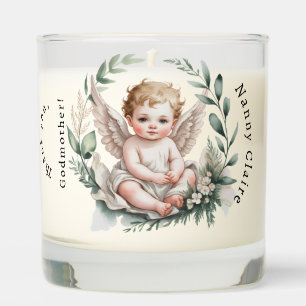 Watercolor Angel Wings Baptism Green Godparents Scented Candle