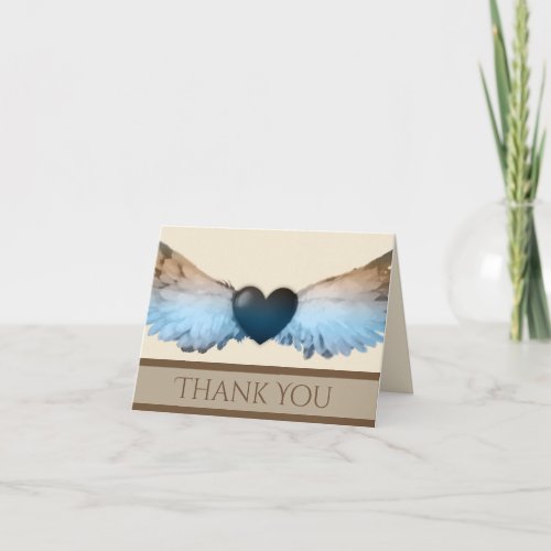 Watercolor Angel Wings  Heart Thank You Note Card