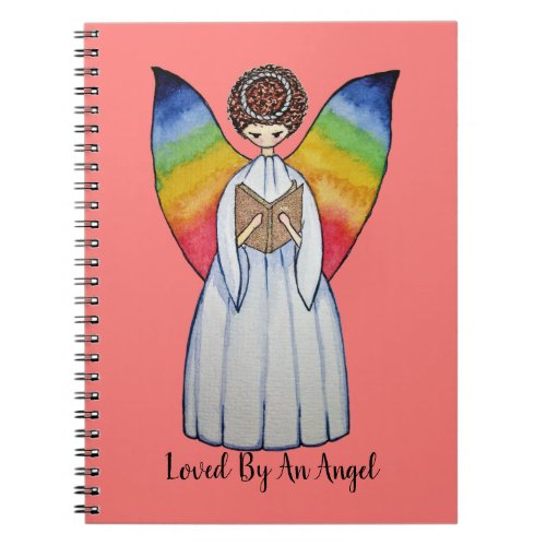 Watercolor Angel With Rainbow Wings Reading A Book