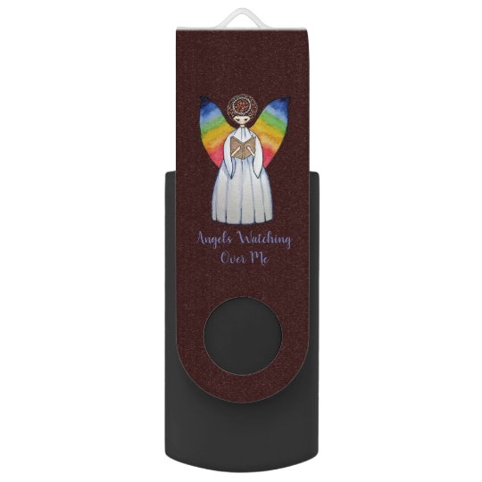 Watercolor Angel With Rainbow Wings Reading A Book Usb Flash Drive Zazzle Com