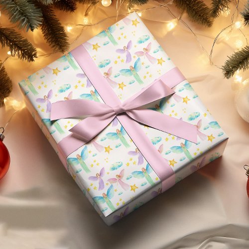 Watercolor Angels Christmas Gift Wrapping Paper