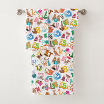 Watercolor Animal Alphabet Adorable Kids Bath Towel Set