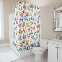 Watercolor Animal Alphabet Adorable Kids Shower Curtain