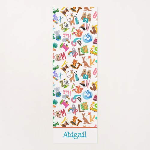 Watercolor Animal Alphabet Adorable Kids Yoga Mat