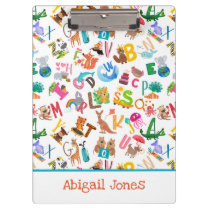 Watercolor Animal Alphabet Adorable Personalized Clipboard