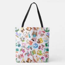 Watercolor Animal Alphabet Adorable Tote Bag