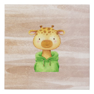 Watercolor Animal Giraffe Nursery Faux Canvas Print