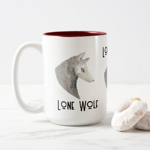 Watercolor Animal Lone Wolf Two_Tone Coffee Mug