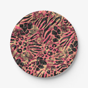 Watercolor Animal Safari Print Paper Plates