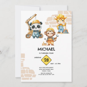 Watercolor Animals Constructions Any Year Invitation