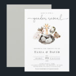 Watercolor Animals Faux Modern Gold Gender Reveal Invitation<br><div class="desc">Watercolor Animals Faux Gold Gender Reveal Invitation</div>