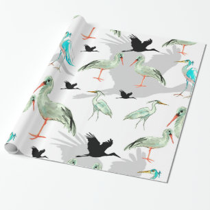 Watercolor Animals - Heron, birds, Blue, Egret Wrapping Paper