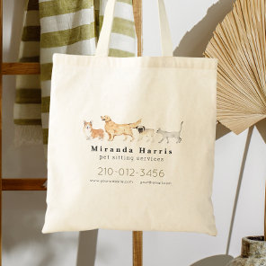 Watercolor Animals Pet Sitter Dog Walker Business Tote Bag