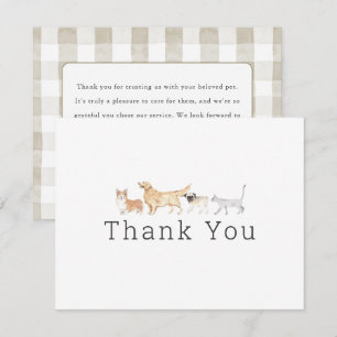 Watercolor Animals Pet Sitter Dog Walker Thank You Note Card