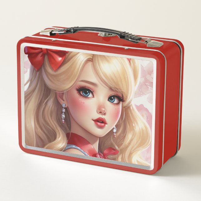 Watercolor anime Metal Lunchbox (Back)