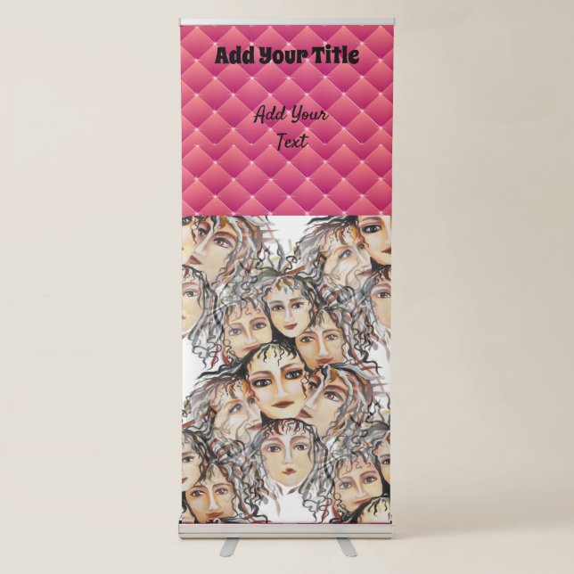 Watercolor Anime Pop Art Partying Girls Retractable Banner (Front)