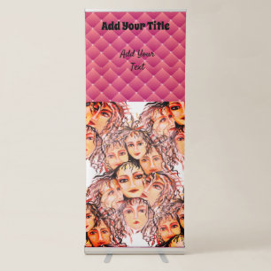 Watercolor Anime Pop Art Partying Girls Retractable Banner