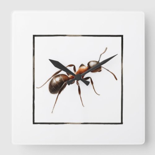 Watercolor Ant AREF292 _ Watercolor Square Wall Clock