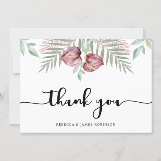 Watercolor Anthurium Floral Thank You Card