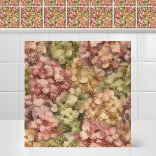 Watercolor Antique Hydrangea Bloom Floral Pattern Ceramic Tile