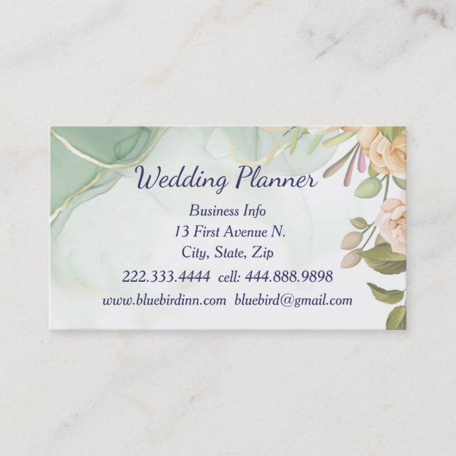 Watercolor Antique Roses Wedding Planner Custom  Business Card (Front)