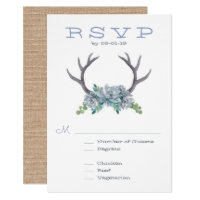 Watercolor Antlers and Echeveria Wedding RSVP Card