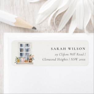 Watercolor Apartment Floral Window Moved Address Label