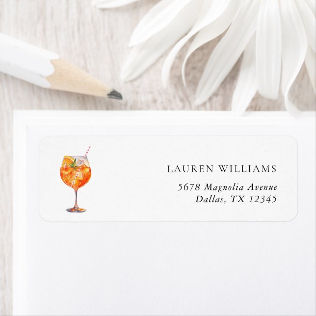 Watercolor Aperol Spritz Bridal Shower Address Label (Insitu)