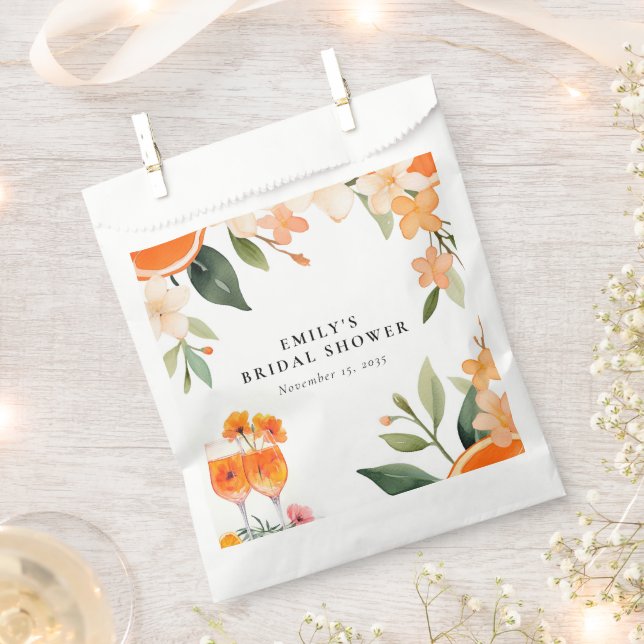 Watercolor Aperol Spritz Bridal Shower Favor Bag (Clipped)