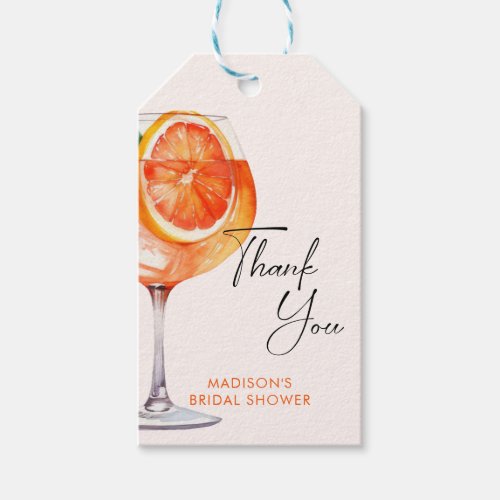 Watercolor Aperol Spritz Bridal Shower Gift Tags