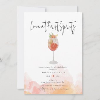 Watercolor Aperol Spritz Bridal Shower Invitation | Zazzle