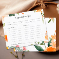 Watercolor Aperol Spritz Bridal Shower Recipe Card