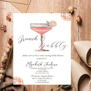 Watercolor Aperol Spritz Brunch & Bubbly Invitation