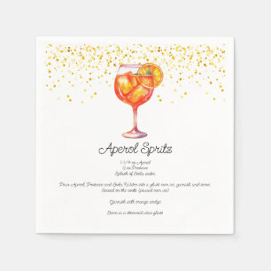 Watercolor Aperol Spritz Custom Cocktail Recipe Napkins
