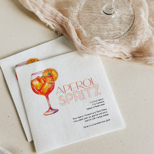 Watercolor Aperol Spritz Custom Drink Recipe Napkins