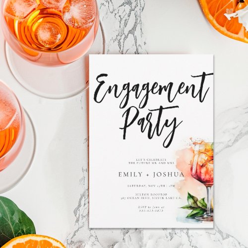 Watercolor Aperol Spritz Engagement Party Invitation