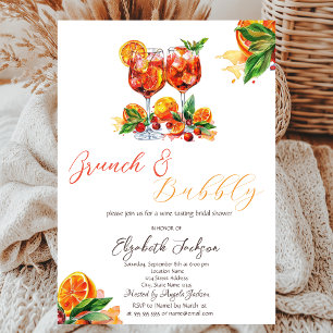 Watercolor Aperol Spritz Orange Brunch & Bubbly Invitation