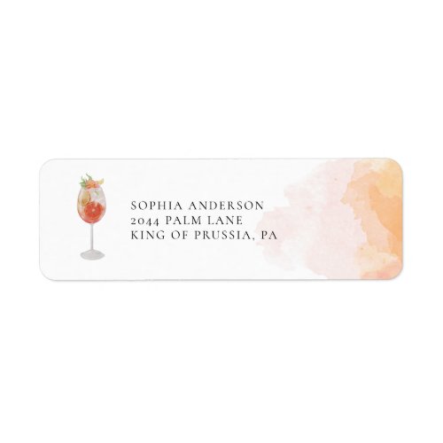 Watercolor Aperol Spritz Orange Cocktail Label