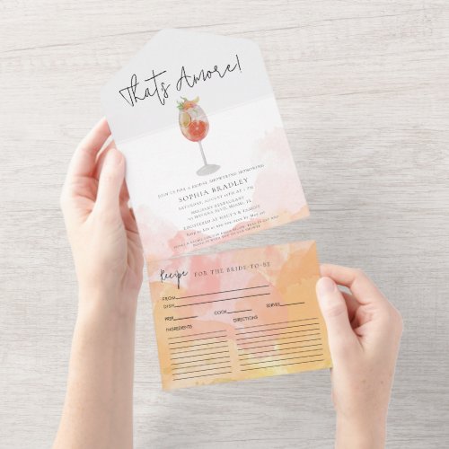 Watercolor Aperol Spritz Thats Amore Bridal Shower All In One Invitation