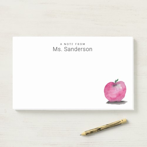 Watercolor apple A Note from Custom Teacher Name