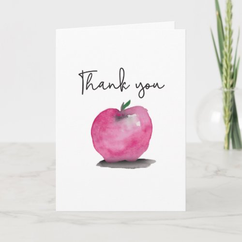 Watercolor apple art Thank you teacher Card