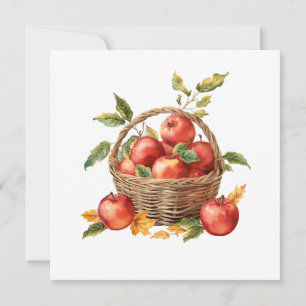 Watercolor Apple Basket Fall Harvest Card