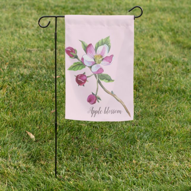 Watercolor Apple Blossom Botanical Garden Flag (In SItu)