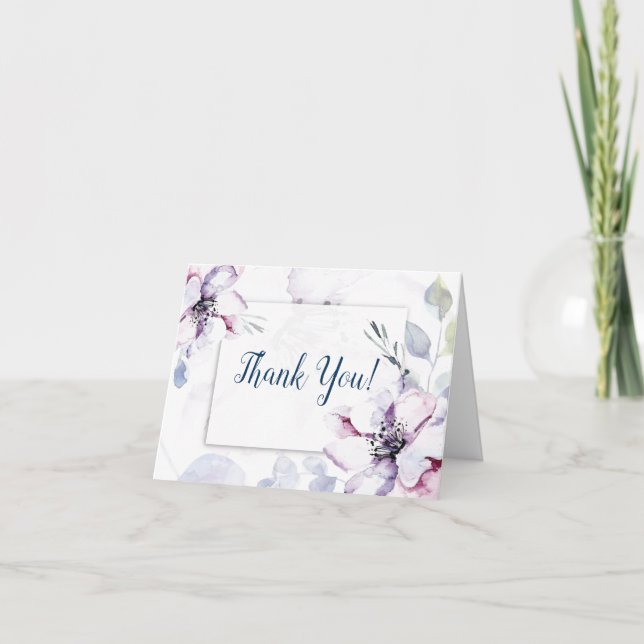 Watercolor Apple Blossom Thank You Card (Front)